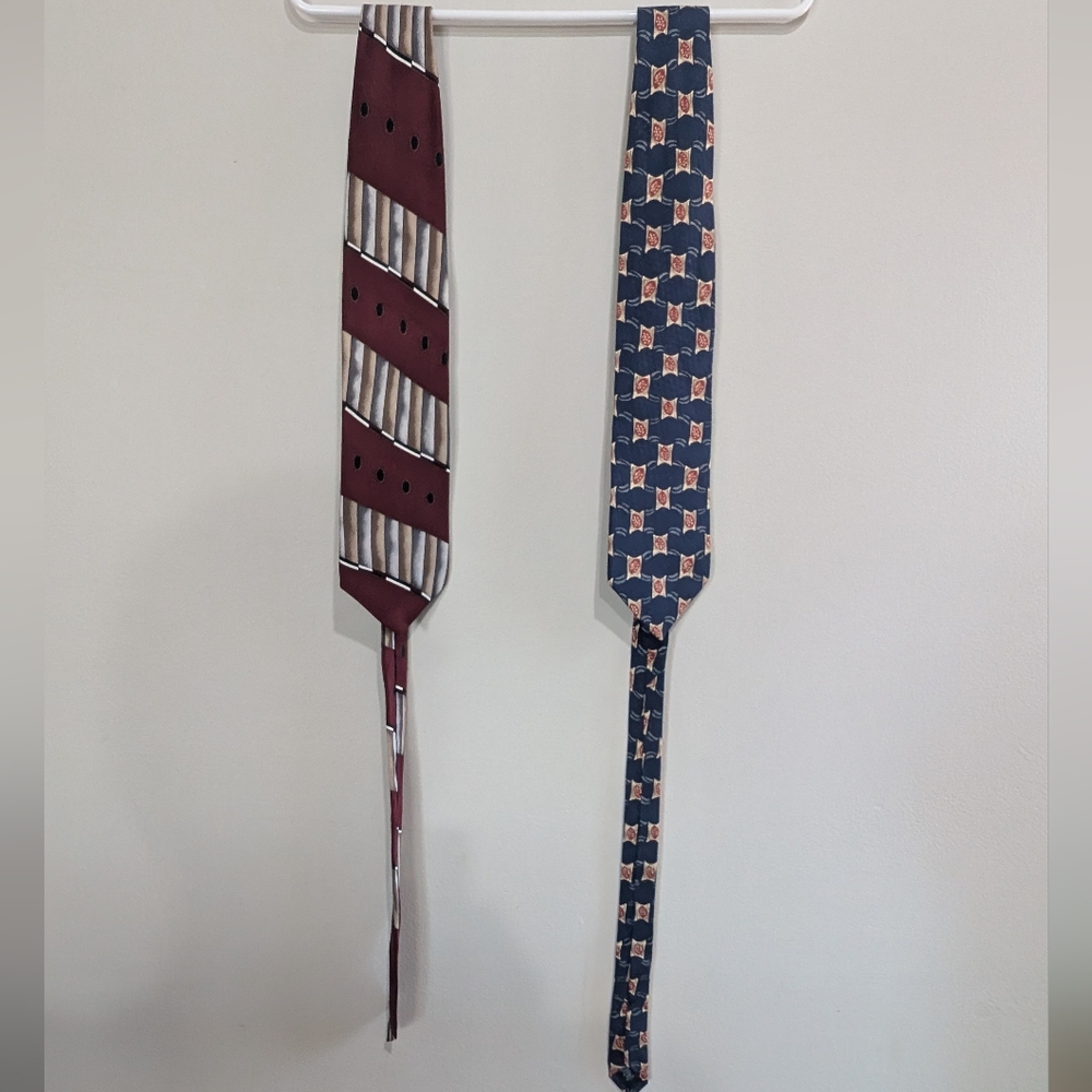 100% Silk Burgundy and Blue Ties